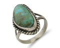 Navajo Ring 925 Silver Blue Gem Turquoise Artist Signed Rabbit Stick C.80's
