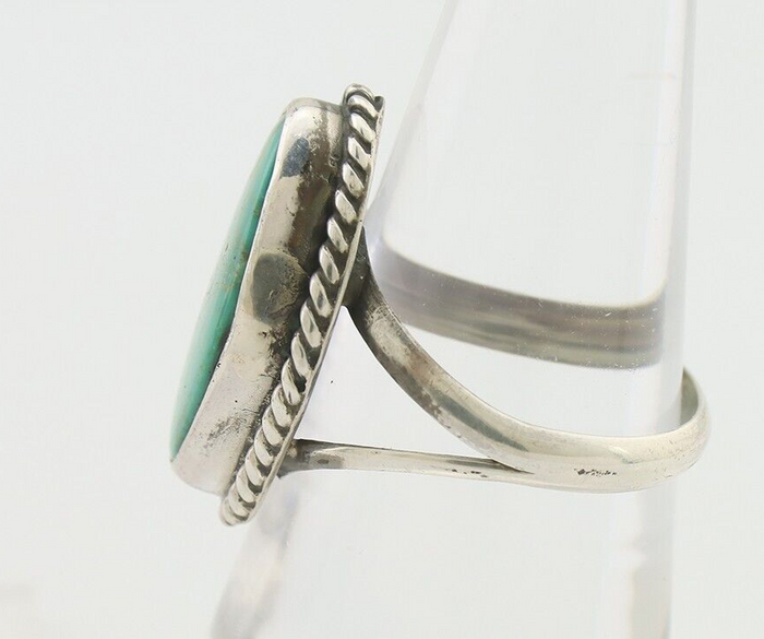 Navajo Ring 925 Silver Blue Gem Turquoise Artist Signed Rabbit Stick C.80's