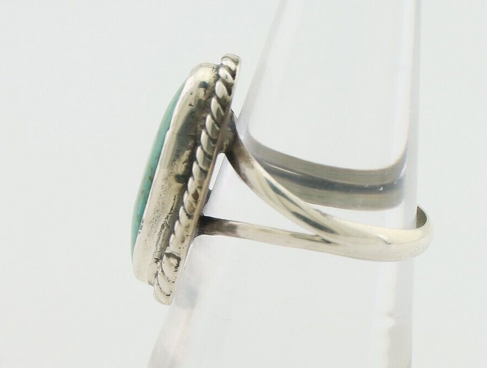 Navajo Ring 925 Silver Blue Gem Turquoise Artist Signed Rabbit Stick C.80's