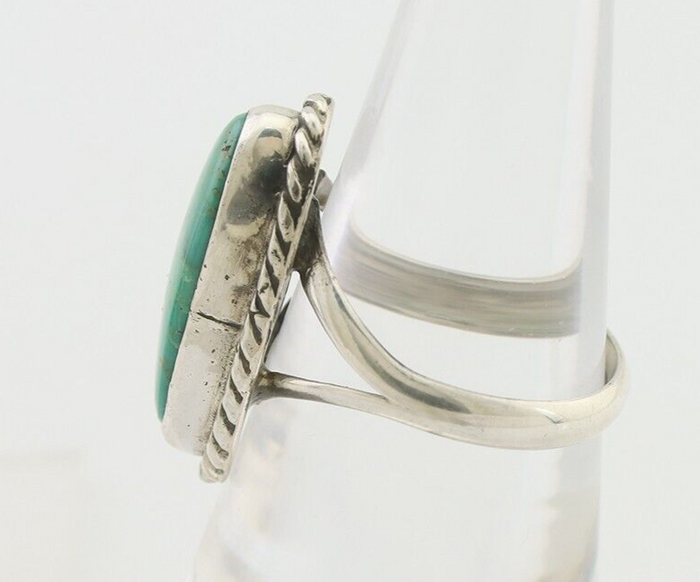 Navajo Ring 925 Silver Blue Gem Turquoise Artist Signed Rabbit Stick C.80's