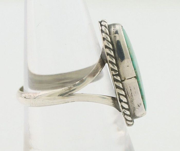 Navajo Ring 925 Silver Blue Gem Turquoise Artist Signed Rabbit Stick C.80's