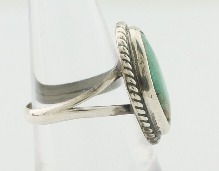 Navajo Ring 925 Silver Blue Gem Turquoise Artist Signed Rabbit Stick C.80's