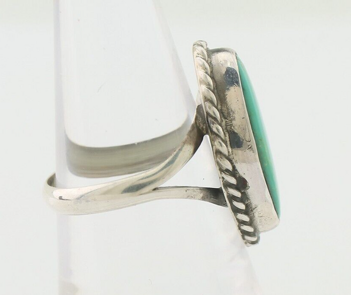 Navajo Ring 925 Silver Blue Gem Turquoise Artist Signed Rabbit Stick C.80's