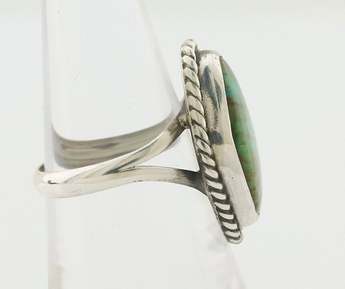 Navajo Ring 925 Silver Blue Gem Turquoise Artist Signed Rabbit Stick C.80's