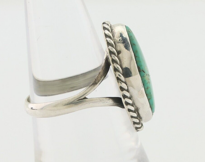 Navajo Ring 925 Silver Blue Gem Turquoise Artist Signed Rabbit Stick C.80's
