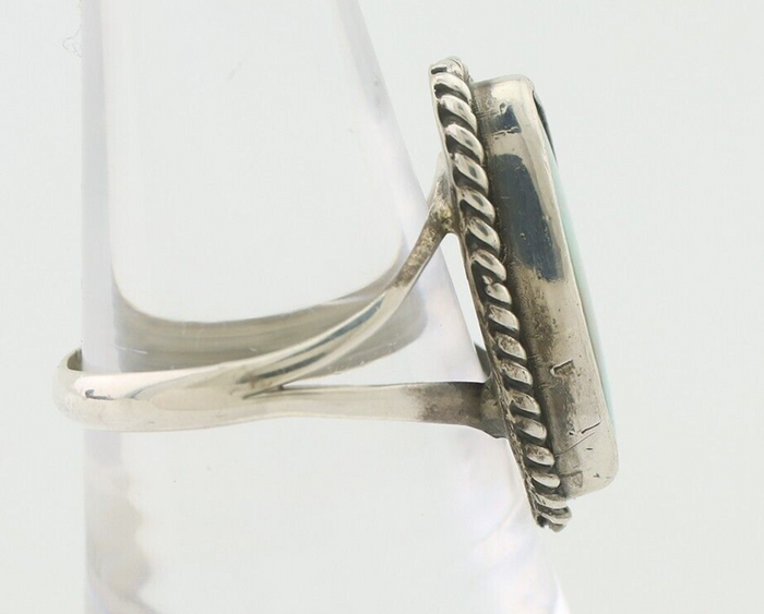Navajo Ring 925 Silver Blue Gem Turquoise Artist Signed Rabbit Stick C.80's