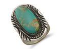 Navajo Ring 925 Silver Blue Gem Turquoise Artist Signed W Denetdale C.80's