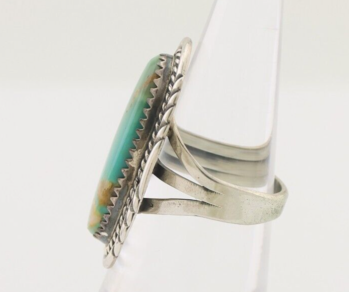 Navajo Ring 925 Silver Blue Gem Turquoise Artist Signed W Denetdale C.80's