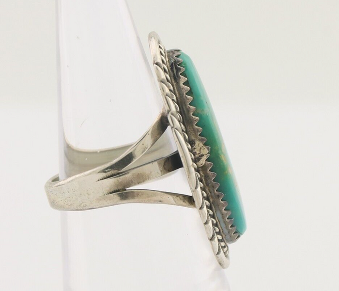 Navajo Ring 925 Silver Blue Gem Turquoise Artist Signed W Denetdale C.80's