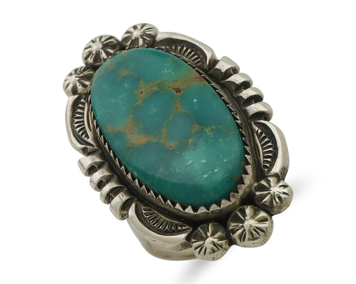 Navajo Ring 925 Silver Blue Gem Turquoise Native American Artist C.80's