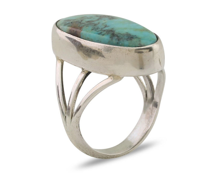 Navajo Ring 925 Silver Blue Gem Turquoise Native American Artist C.80's