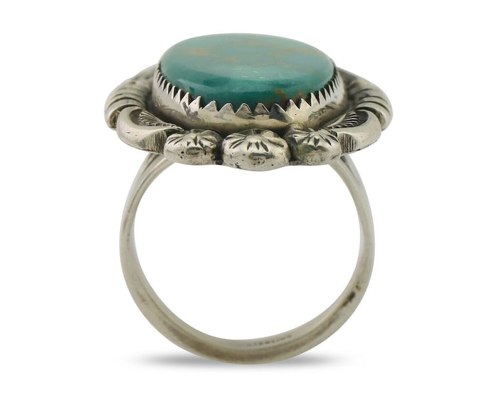 Navajo Ring 925 Silver Blue Gem Turquoise Native American Artist C.80's