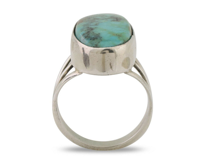Navajo Ring 925 Silver Blue Gem Turquoise Native American Artist C.80's