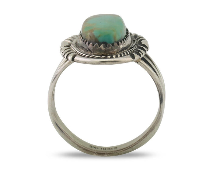 Navajo Ring 925 Silver Blue Gem Turquoise Native American Artist C.80's
