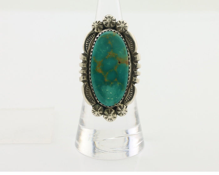 Navajo Ring 925 Silver Blue Gem Turquoise Native American Artist C.80's