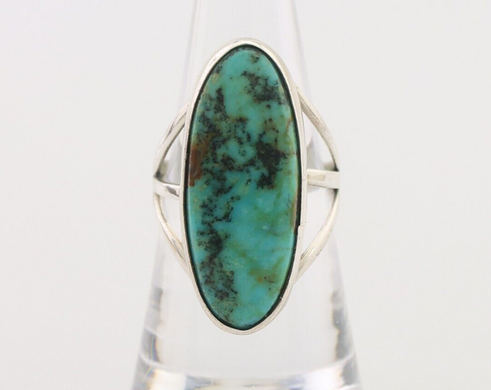 Navajo Ring 925 Silver Blue Gem Turquoise Native American Artist C.80's