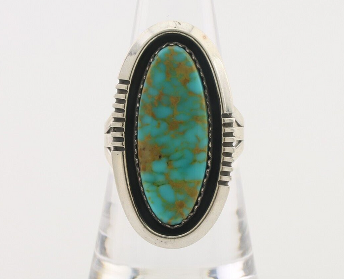 Navajo Ring 925 Silver Blue Gem Turquoise Native American Artist C.80's