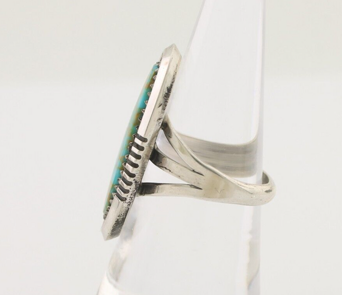 Navajo Ring 925 Silver Blue Gem Turquoise Native American Artist C.80's