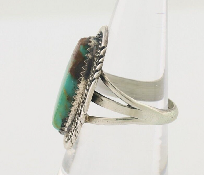 Navajo Ring 925 Silver Blue Gem Turquoise Native American Artist C.80's