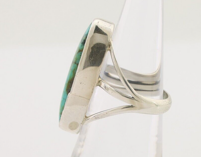 Navajo Ring 925 Silver Blue Gem Turquoise Native American Artist C.80's