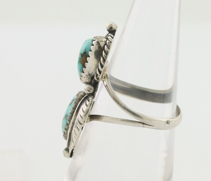 Navajo Ring 925 Silver Blue Gem Turquoise Native American Artist C.80's