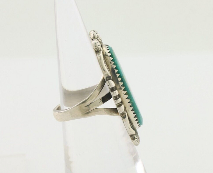 Navajo Ring 925 Silver Blue Gem Turquoise Native American Artist C.80's