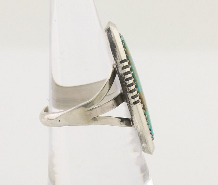 Navajo Ring 925 Silver Blue Gem Turquoise Native American Artist C.80's