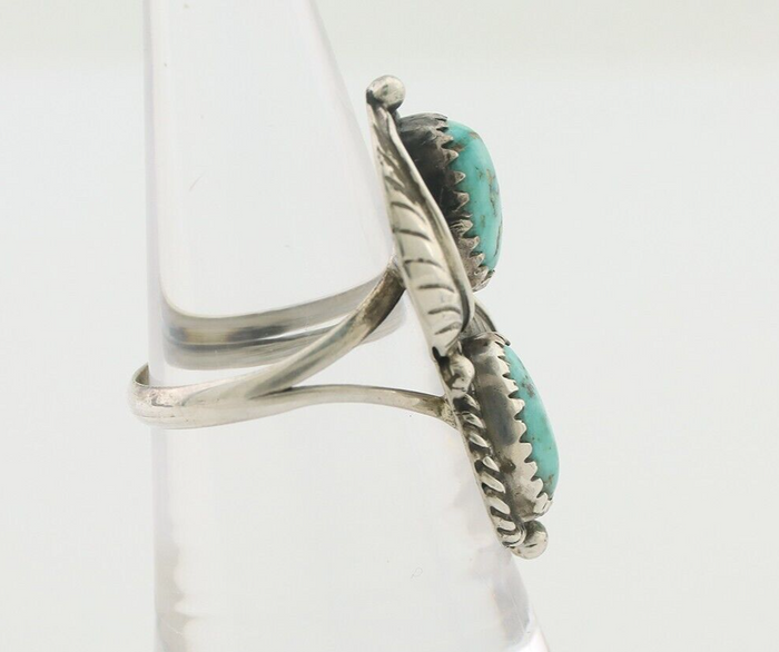 Navajo Ring 925 Silver Blue Gem Turquoise Native American Artist C.80's