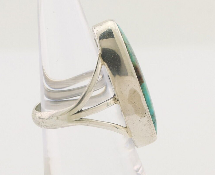 Navajo Ring 925 Silver Blue Gem Turquoise Native American Artist C.80's