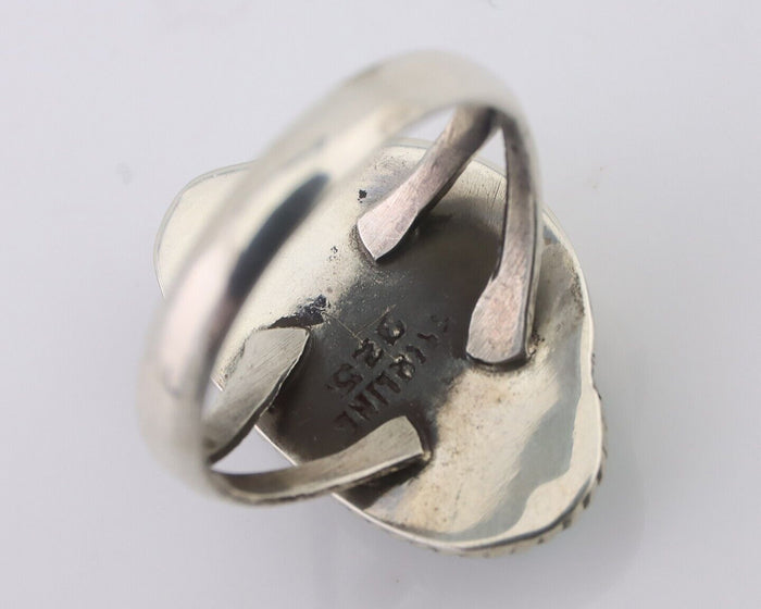 Navajo Ring 925 Silver Blue Gem Turquoise Native American Artist C.80's