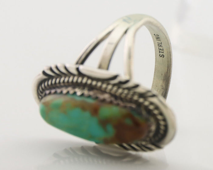 Navajo Ring 925 Silver Blue Gem Turquoise Native American Artist C.80's