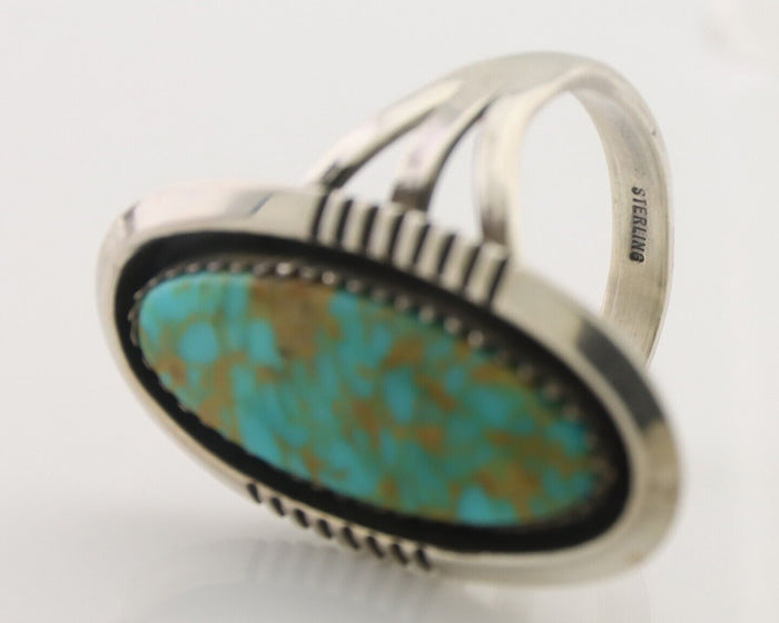 Navajo Ring 925 Silver Blue Gem Turquoise Native American Artist C.80's