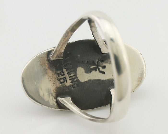 Navajo Ring 925 Silver Blue Gem Turquoise Native American Artist C.80's