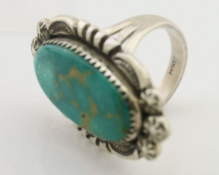 Navajo Ring 925 Silver Blue Gem Turquoise Native American Artist C.80's