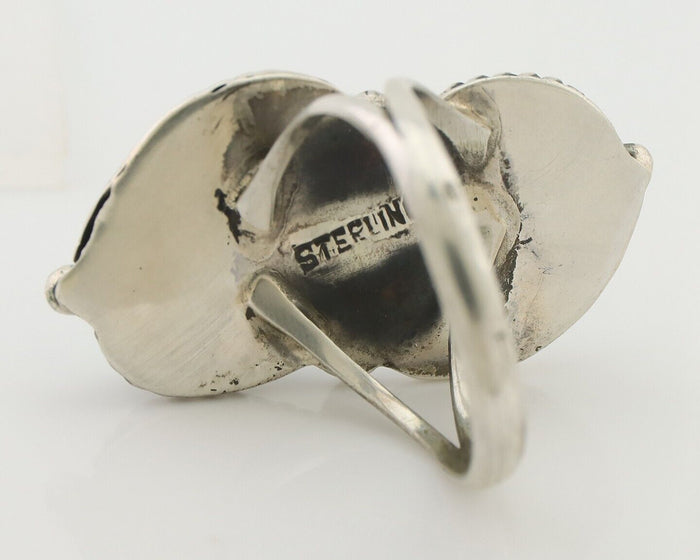 Navajo Ring 925 Silver Blue Gem Turquoise Native American Artist C.80's