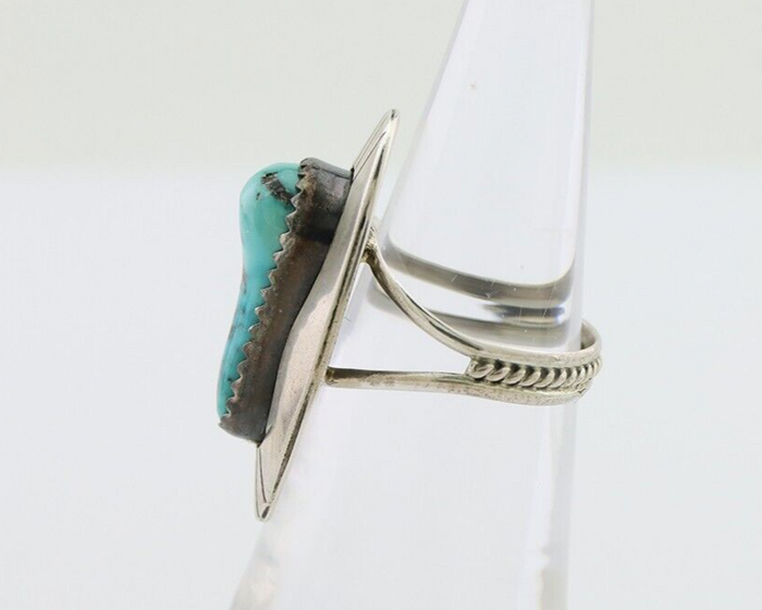 Navajo Ring 925 Silver Blue Gem Turquoise Native Artist Size 5.25 C.80's
