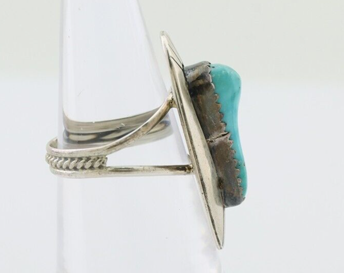 Navajo Ring 925 Silver Blue Gem Turquoise Native Artist Size 5.25 C.80's