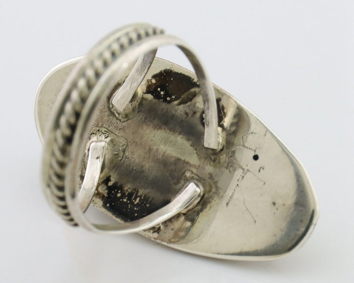 Navajo Ring 925 Silver Blue Gem Turquoise Native Artist Size 5.25 C.80's