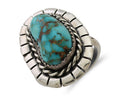 Navajo Ring 925 Silver Blue Gem Turquoise Signed William Denetdale 8.75 C.80's