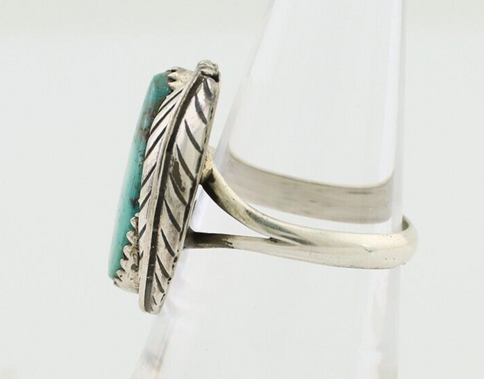 Navajo Ring 925 Silver Blue Kingman Turquoise Native American Artist C.80's