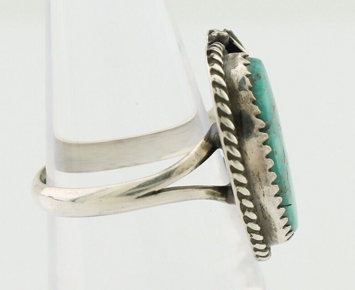 Navajo Ring 925 Silver Blue Kingman Turquoise Native American Artist C.80's