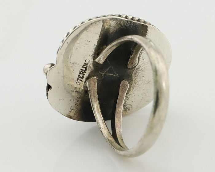 Navajo Ring 925 Silver Blue Kingman Turquoise Native American Artist C.80's