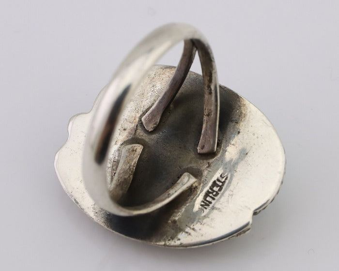 Navajo Ring 925 Silver Blue Kingman Turquoise Native American Artist C.80's