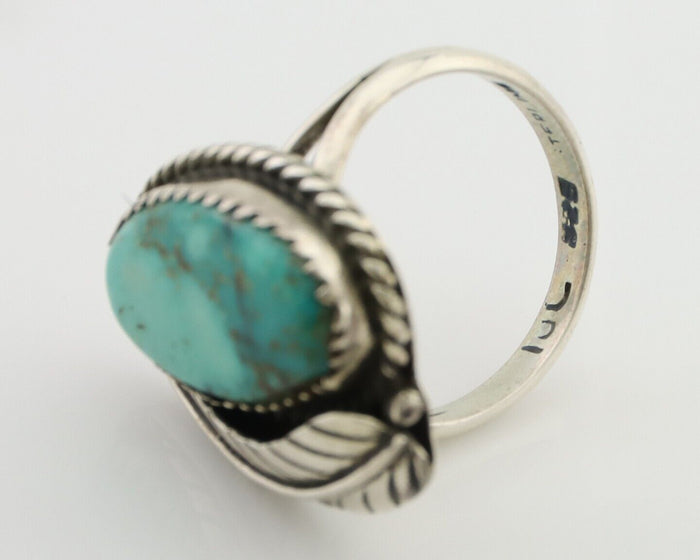 Navajo Ring 925 Silver Blue Kingman Turquoise Native American Artist C.80's