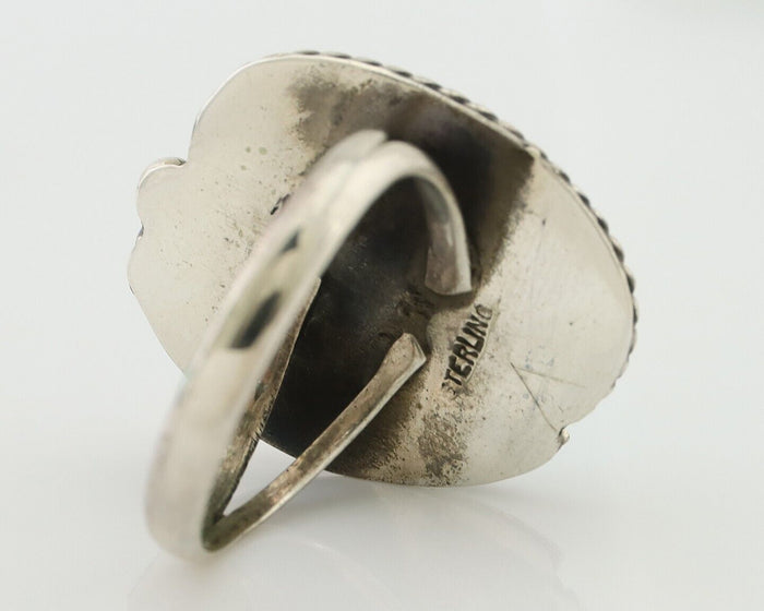 Navajo Ring 925 Silver Blue Kingman Turquoise Signed JW C.80's