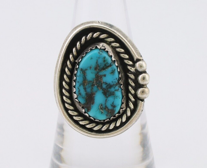 Navajo Ring 925 Silver Blue Nugget Turquoise Native American Artist C.80's