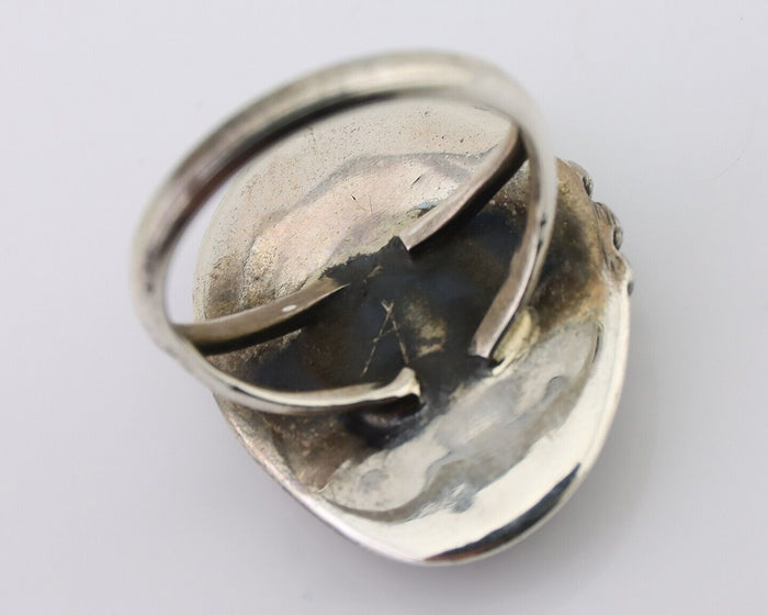 Navajo Ring 925 Silver Blue Nugget Turquoise Native American Artist C.80's