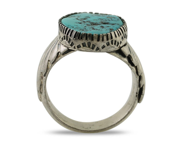 Navajo Ring 925 Silver Blue Sleeping Beauty Turquoise Artist Signed DK C.80's
