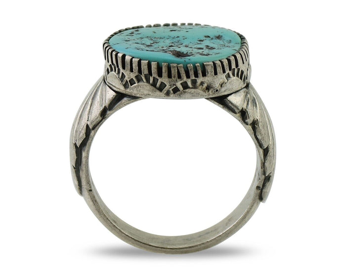 Navajo Ring 925 Silver Blue Sleeping Beauty Turquoise Artist Signed DK C.80's