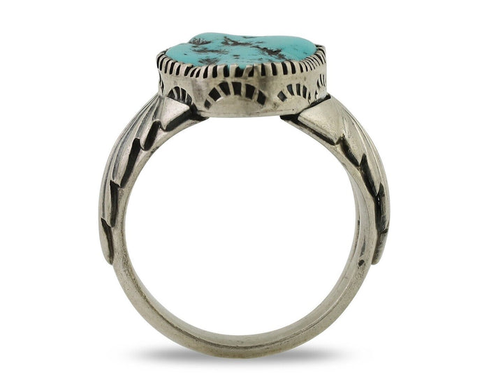 Navajo Ring 925 Silver Blue Sleeping Beauty Turquoise Artist Signed DK C.80's